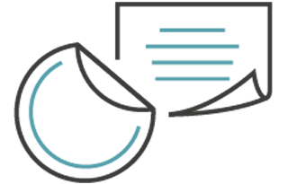 Icon Symbol für bedruckte Etiketten und Aufkleber