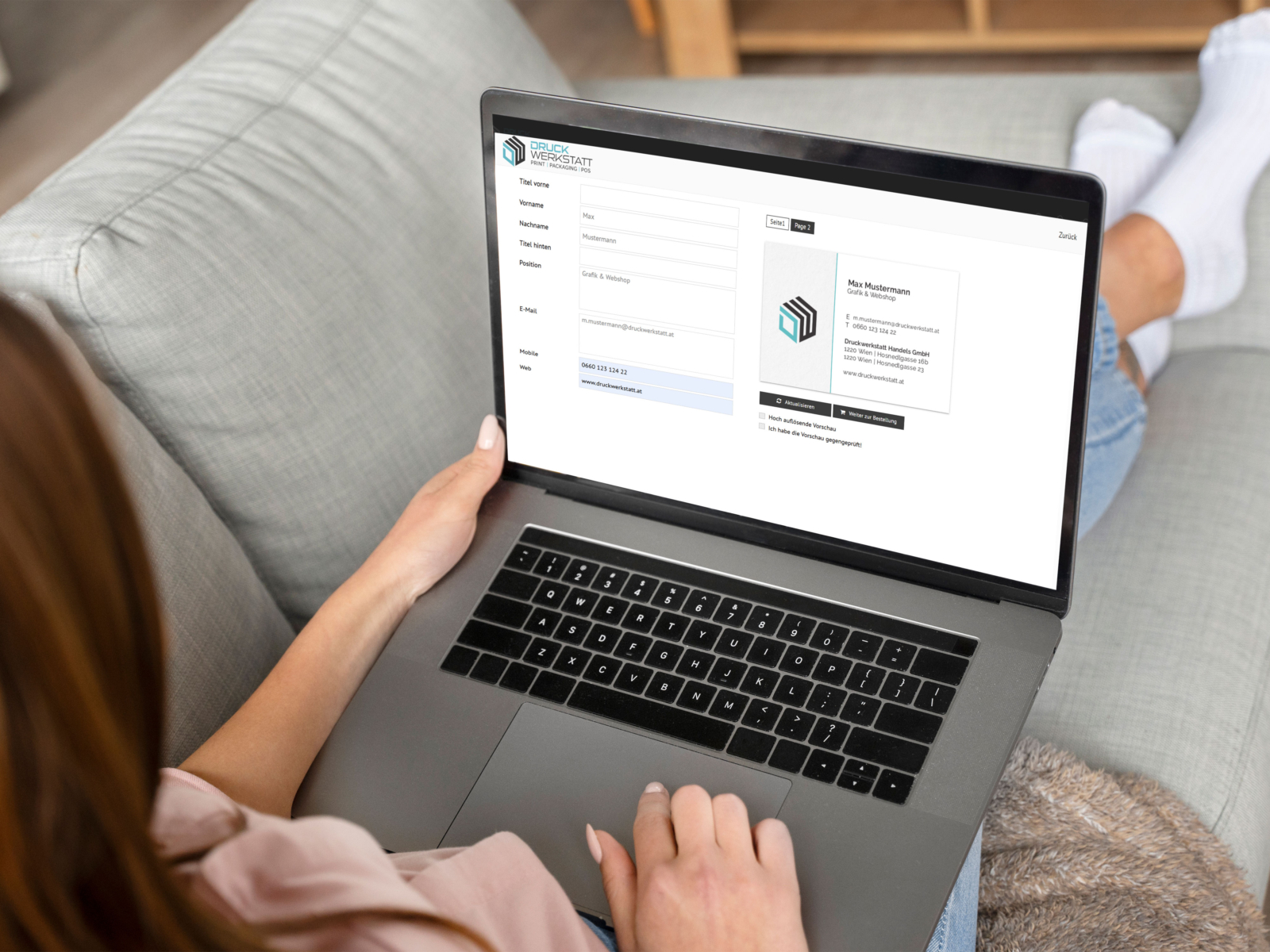 Closed Web-Shop Beispiel für CI-konforme Druckvorlagen